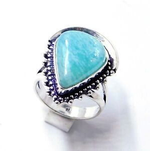Amazonite Silver Ring Handmade Jewelry US Size 7''-A65