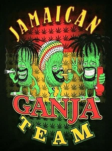 Vtg Campy Jamaican Ganja Team Marijuana Pot T-Shirt New SZ LG NOS Original 1990s - Picture 1 of 3