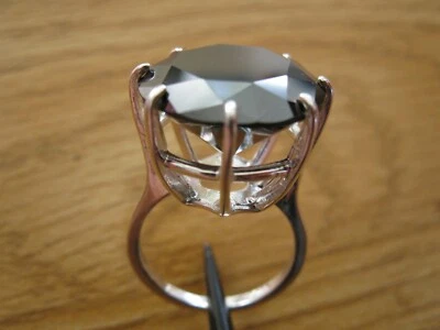 14.10ct 100% REAL NATURAL BLACK DIAMOND RING,CERTIFICATE,DIA TESTER INC SIZE 9 - Image 1 of 4