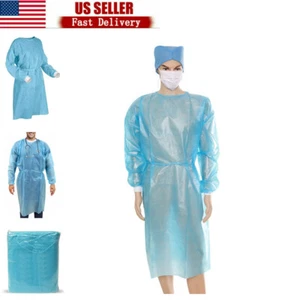 Medical Disposable Isolation Gowns Lab Dental Coat PPE Blue 10/50/100 PK - Picture 1 of 16