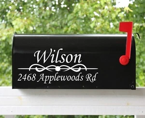 Set of 2 - 11"x4.75" Custom Mailbox Decals Sticker Name & Street, Many Fonts #15 - Picture 1 of 2