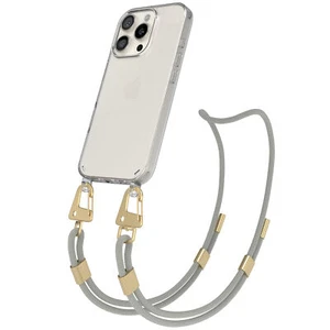 Do Apple iPhone 16 Pro Łańcuch do telefonu Opaska na telefon komórkowy Karabińczyk Przezroczyste etui Taupe - Zdjęcie 1 z 7