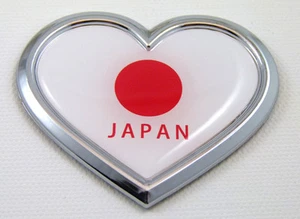 Japan HEART Flag Chrome Emblem Car Decal 3D Sticker Badge Bumper Japanese - Imagen 1 de 1