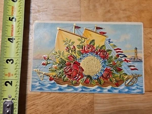 POSTCARD BIRTHDAY GREETINGS SHIP RARE OLD VINTAGE 2 - Picture 1 of 2