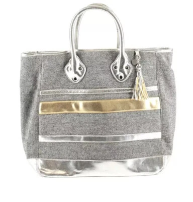 Bolso de Mano ISAAC MIZRAHI Gris Detalle Brillo Lona Acento Brillante Foto 1 de 4