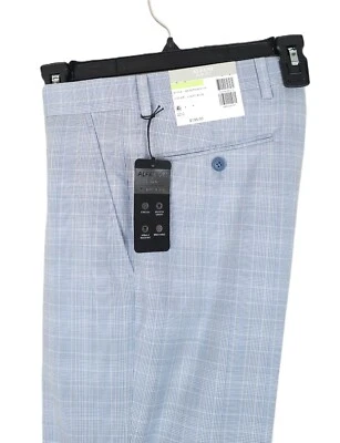 Pantalones de traje elásticos Alfani para hombre ajustados AlphaTech azul claro a cuadros 32x30 nuevos con etiquetas Foto 1 de 4