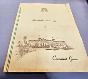 Vintage AMBASSADOR HOTEL Cocoanut Coconut Grove LOS ANGELES CA menu JULY 18 1946 - Imagen 1 de 24