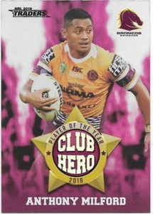 2019 Nrl Traders Club Heroes (CH1) Anthony MILFORD Broncos - Picture 1 of 1