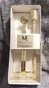 Candle Care Set  Wick Trimmer & Extinguisher Snuffer 2pcs Modern Expression Gold - Picture 1 of 3
