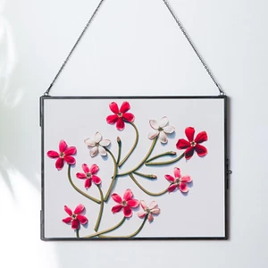 Black Hanging Picture Frame, 14X10.8 Double Glass Frame for Pressed Flowers, Cle - Picture 1 of 10