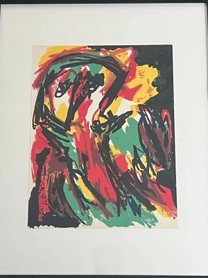 Litografia Karel Appel – Impressão XXe Siècle Paris, arte expressionista emoldurada 19x15 - Imagem 1 de 4