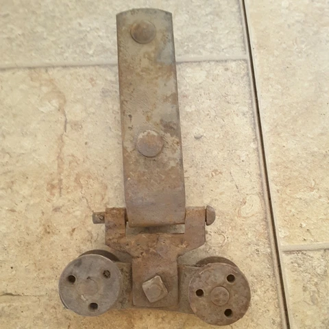 Vtg Old Antique Iron Barn Door Roller Shed Sliding Door Trolley Wheels Hardware Cover