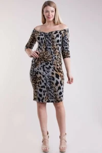 ABITO BODYCON FANTASIA LEOPARDATA - Foto 1 di 5