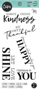 Sizzix 5pc Clear Stamp set Sunnyside Sentiments #10 #665412 Retail $11.99 Hughes - Picture 1 of 8