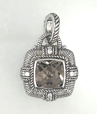 Colgante potenciador Judith Ripka de plata de ley 925 de cuarzo ahumado y circonita cúbica Diamonique Foto 1 de 3