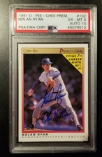 Nolan Ryan 1991 O-Pee-Chee Premier 7 No Hitters Signed Graded PSA 6 AUTO 10