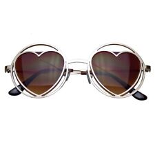 Women's Round Metal Heart Shape GOLD Circle Sunglasses ~ ZERO UV! STORE CLOSED