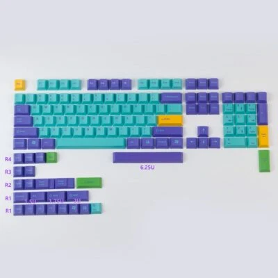 129 Keys/Set Custom Purple Blue Neon Keycap Set For Mechanical Gaming Keyboard - Image 1 of 4