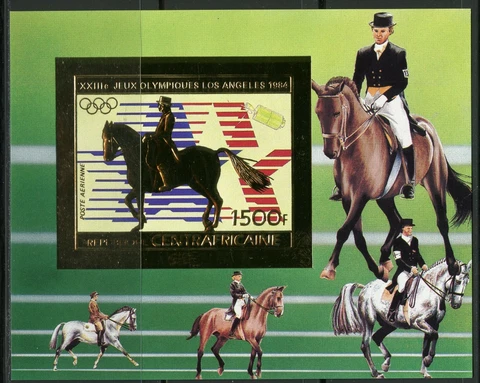 Center Africa Olympic Games Jo Los Angeles 1983 Gold Foil Michel Bloc 255 B Imp Cover