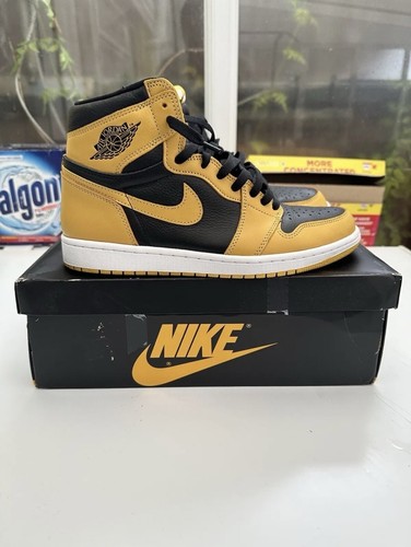 Nike Air Jordan 1 High OG 'Pollen' nere e gialle UK 9 *Usate* SPEDIZIONE GRATUITA✅