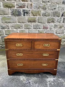 Brass Bound Mahogany Military Campaign Chest Of Drawers - Picture 1 of 10