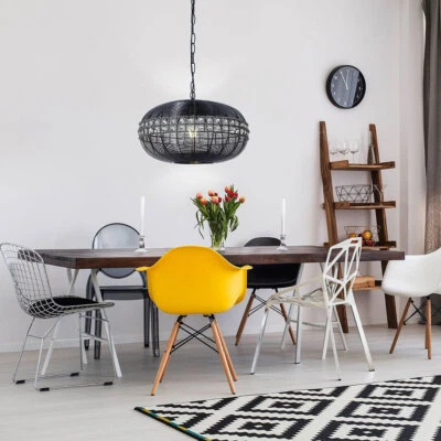 Luce a Sospensione Lampada Sala Pranzo E27 Cristalli Chiaro Griglia Nichel Opaco - Immagine 1 di 4