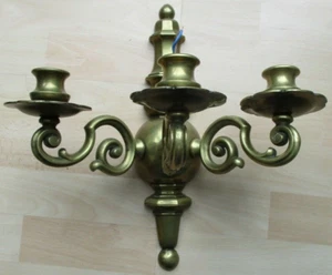 Triple Arm Brass Wall Light Antique Traditional Style - Great Project Vintage - Picture 1 of 12