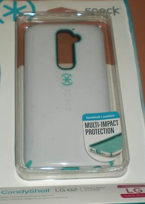 Speck Dual Layer Slip-On Hybrid Case for LG G2, White & Turquoise, Brand New - Image 1 of 3