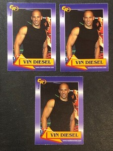 (3)x Vin Diesel Actor 2003 Celebrity Review Magazine #12 Movie Trading Cards