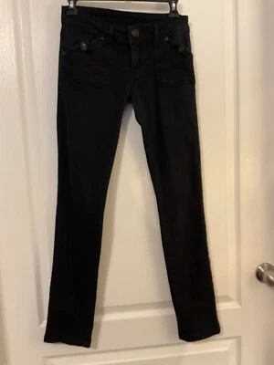 Pantalones de mezclilla para mujer Amisu negros de pierna recta 5 bolsillos talla S-B39 Foto 1 de 4