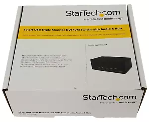 NEW StarTech 4 Port Triple Monitor DVI USB KVM Switch with Audio & USB 2.0 Hub - Picture 1 of 6