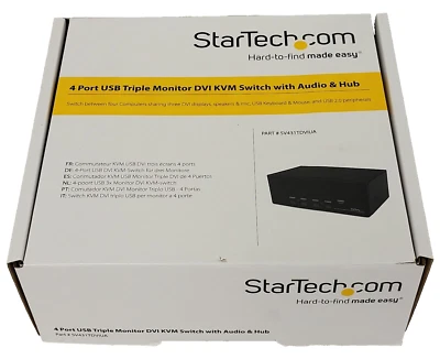 NEW StarTech 4 Port Triple Monitor DVI USB KVM Switch with Audio & USB 2.0 Hub - Image 1 of 4