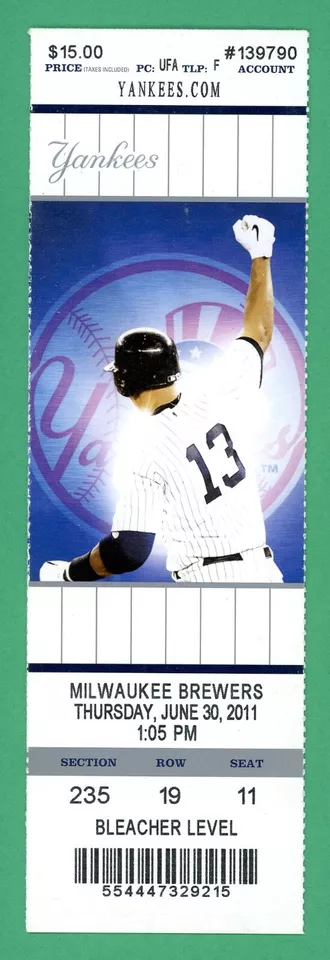 Mark Teixeira 300 Home Run Unused Ticket 6/30/2011 Sabathia Win #168 - Image 1 of 2