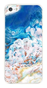 Coque en silicone imprimée compatible Apple iPhone SE Marbre océan - Picture 1 of 3