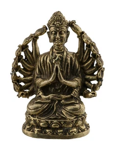 Guan Yin - Kleine - -statue Buddhistisches - Bodhisattva - Messing - Amulett - Picture 1 of 2