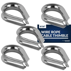 Five Oceans 5-Pack Stainless Steel Thimble for 9/16" Wire Rope Cable - FO1446-M5 - Imagen 1 de 9