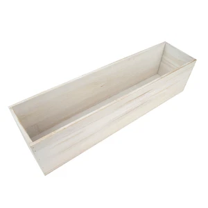 24" x 6" Natural Whitewashed Wood Rectangular Plant Holder Boxes Centerpieces - Picture 1 of 9