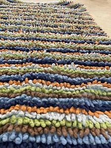 Circo Striped Shag Rug in Blue, Orange, Green and Brown 48x30 Area Rug - Picture 1 of 7