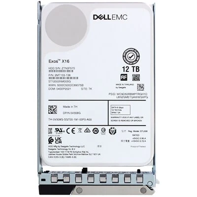 V308G 0V308G Dell 12TB 7.2K 6Gbps SATA 3.5'' 512e HDD Hard Drive 14/15/16G KIT - Image 1 of 4