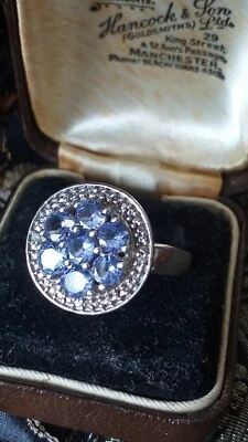 Anello vintage anni 90 in argento sterling tanzanite originale misura UK R 1/... - Immagine 1 di 4