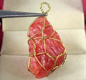 90,20 Karat natürlicher orangefarbener Saphir Edelstein grob Anhänger Jahrestag Geschenk - Bild 1 von 6