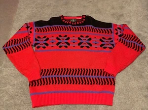 Vintage Demetre Sweater Mens Large Red Wool Blend Ski Pullover Long Sleeve Retro - Picture 1 of 5