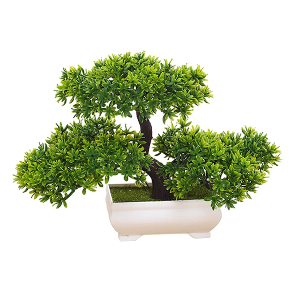 Albero bonsai artificiale Pino realistico in vaso per caminetto da ufficio - Immagine 1 di 4