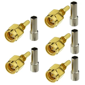 5er Pack SMA Stecker Crimp Stecker für RG178 1,13mm Kabel RF Koax Stecker Adapter - Bild 1 von 5