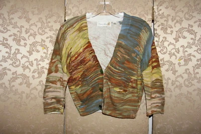 Cárdigan Anthropologie Charlie & Robin Marrón Verde Lino Tinte Hipsométrico Talla S Foto 1 de 4