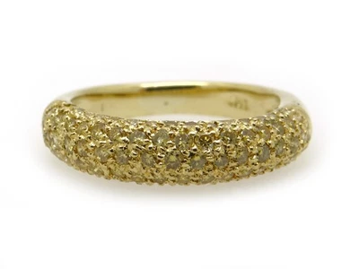 18k Yellow Gold 1.50ct Round Cut Diamond Pave 4.5mm Wide Stack Band Ring Sz 5 - Image 1 of 4