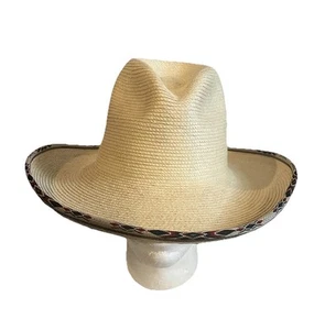 NUOVO cappello artigianale guatemalteco quercia palma diamante gus con fascia cappello media 7 1/8 - Foto 1 di 7