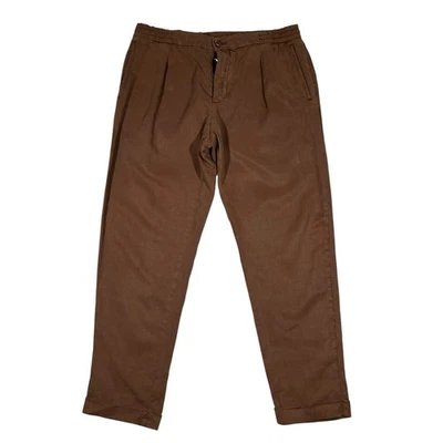Pantalón Kiton Napoli Para Hombre Mezcla de Lino Botón Mosca Marrón Talla 36x30 EE. UU. Foto 1 de 4