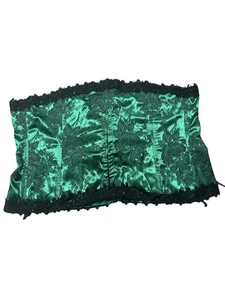 Intimate Attitudes Vintage Corset Emerald Green Laceup Back Size 50 WItchy Goth - Picture 1 of 6