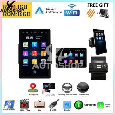 Reproductor estéreo Android para automóvil de 10,1 pulgadas pantalla giratoria navegación GPS Bluetooth Foto 1 de 4